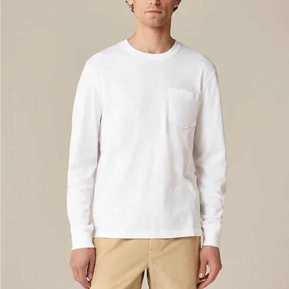 J. Crew Men’s White Long Sleeve Tee - Picture 1 of 4
